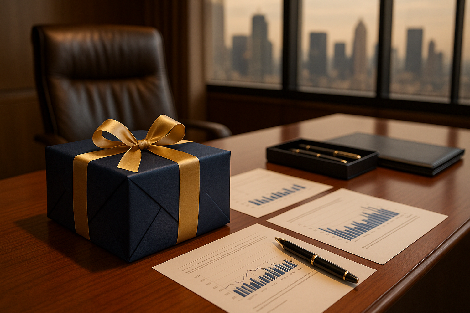 giving a gift to a financial executive